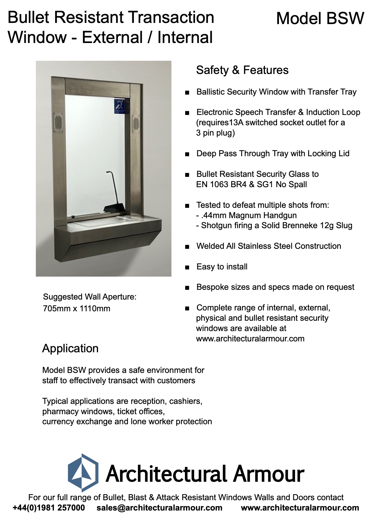 Architectural Armour | Bullet Resistant Cashier Ticket Transaction Windows